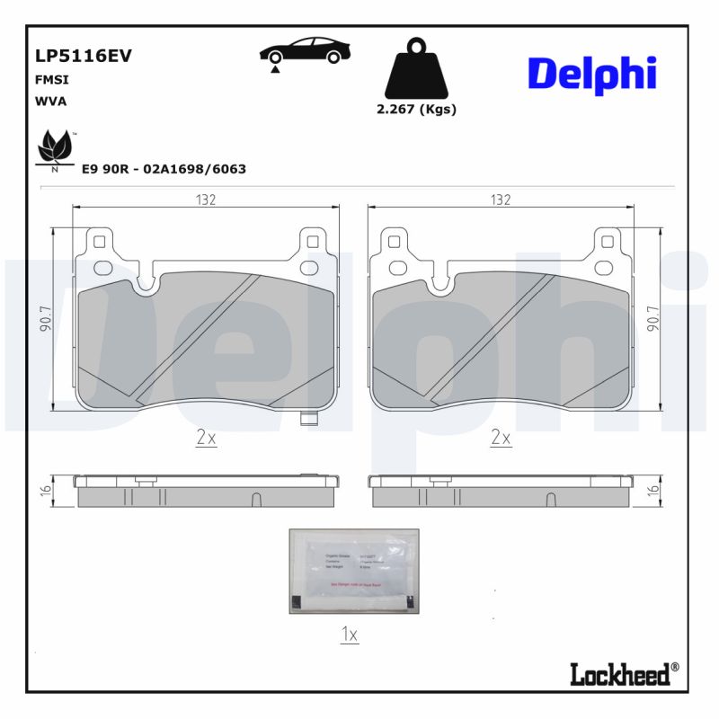 Delphi Diesel Remblokkenset, schijfrem LP5116EV