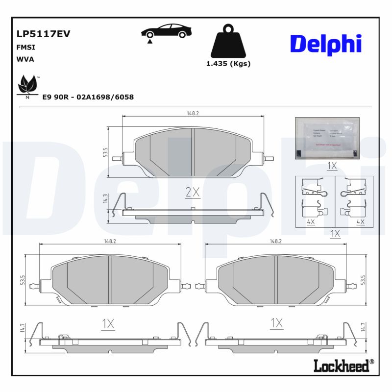 Delphi Diesel Remblokkenset, schijfrem LP5117EV