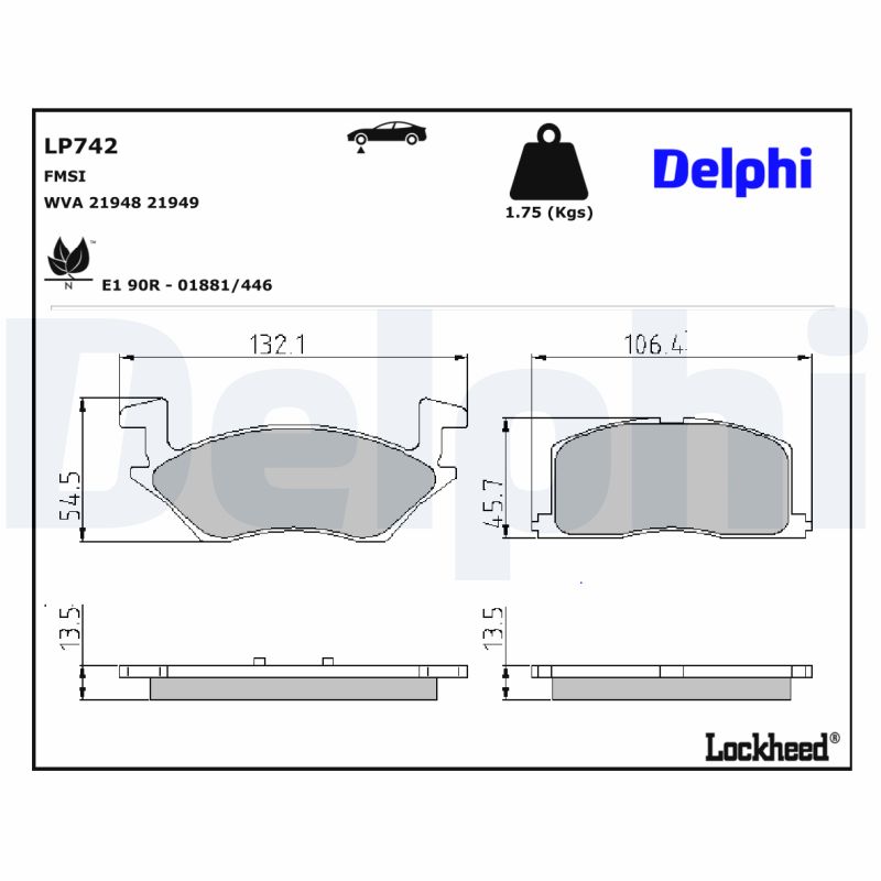 Delphi Diesel Remblokset LP742
