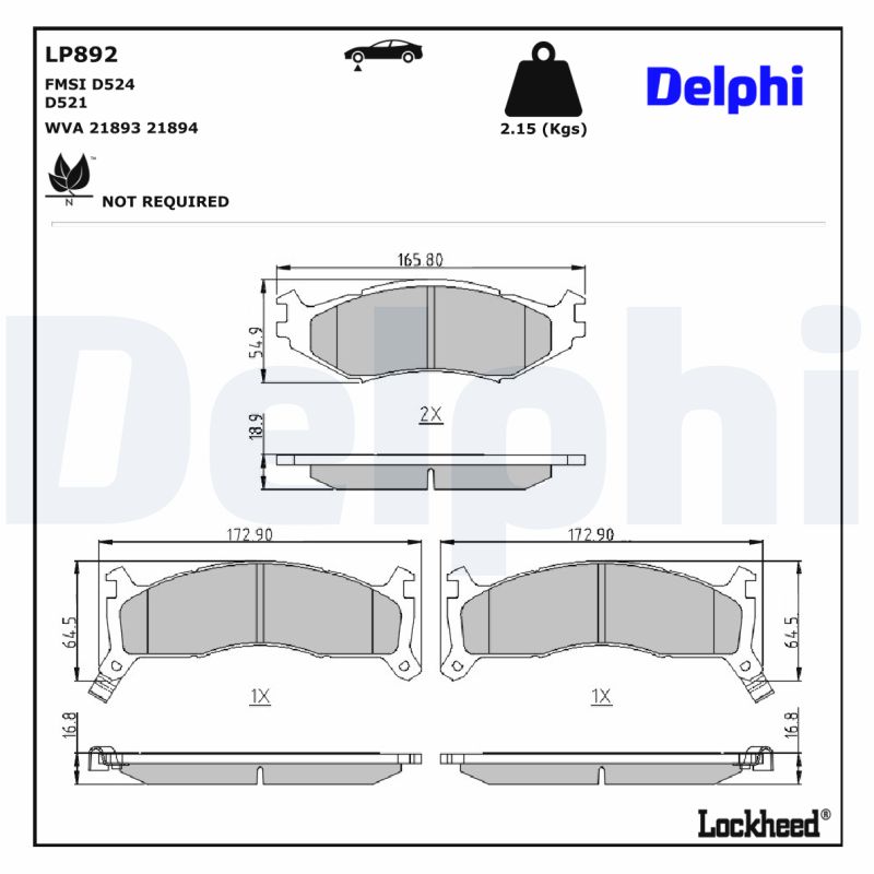 Delphi Diesel Remblokset LP892