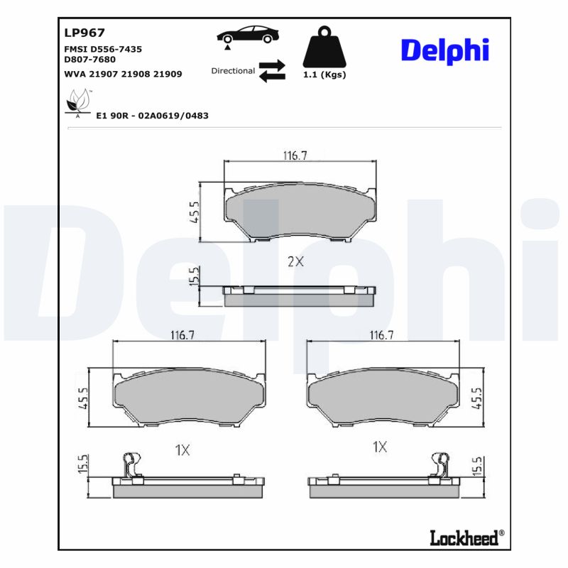 Delphi Diesel Remblokset LP967