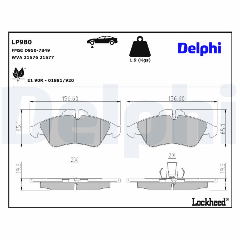 Delphi Diesel Remblokset LP980