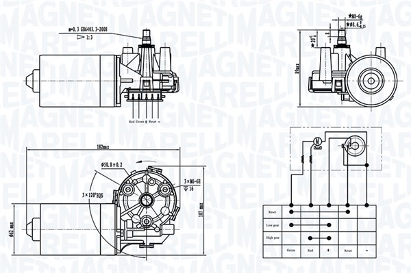 Magneti Marelli Ruitenwissermotor 064376800010