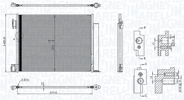 Magneti Marelli Condensor, airconditioning 350203101500