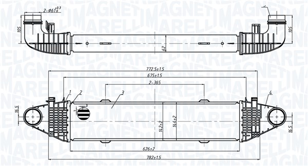 Magneti Marelli Intercooler, inlaatluchtkoeler 351319206250