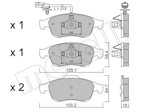 Metelli Remblokkenset, schijfrem 22-0817-3