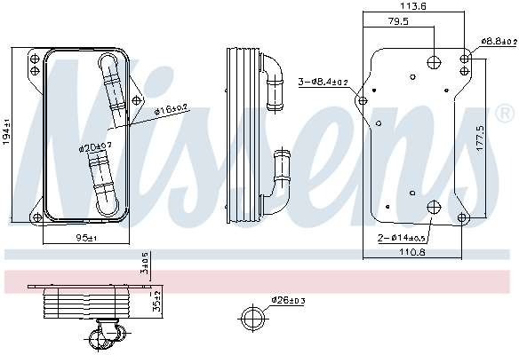Nissens Oliekoeler, automatische transmissie 91505