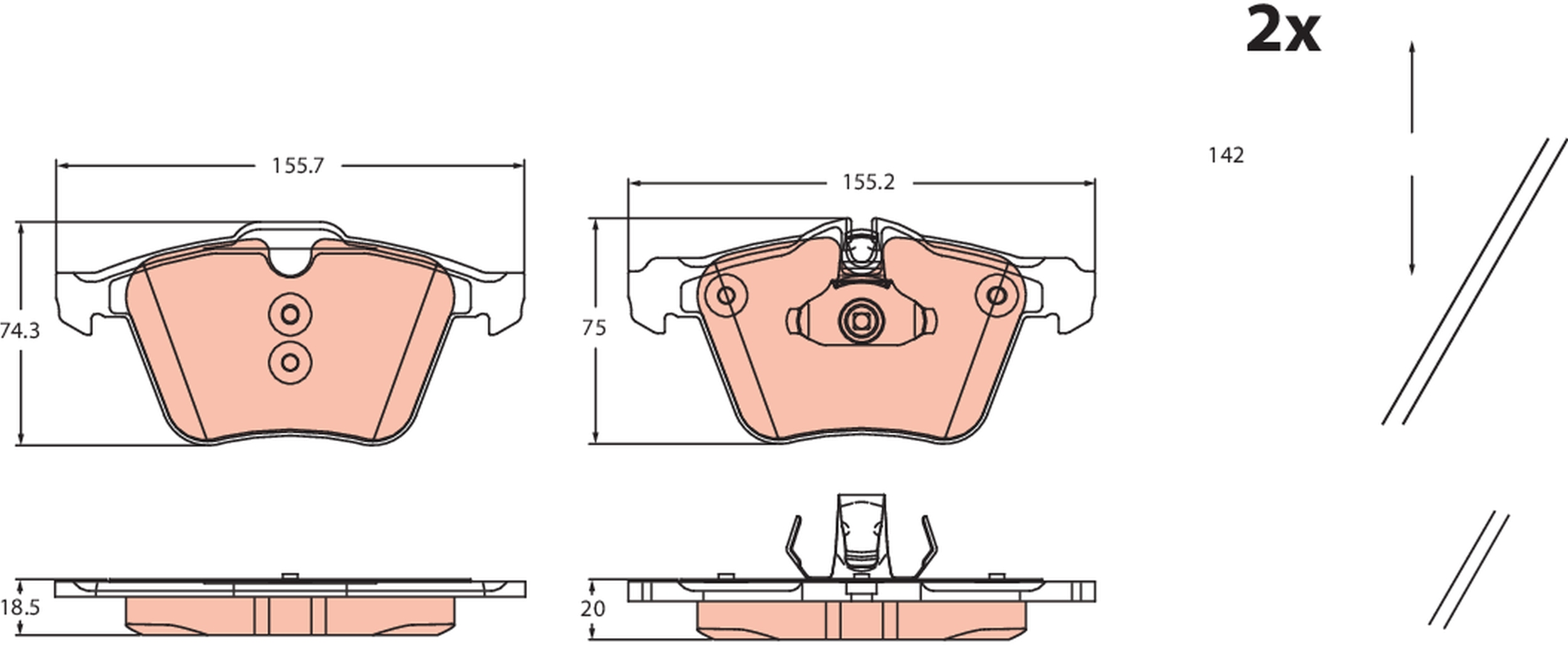 TRW Remblokkenset, schijfrem GDB2502