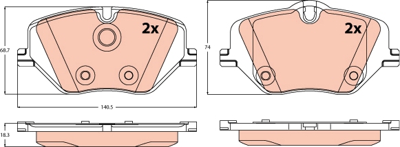 TRW Remblokkenset, schijfrem GDB2608