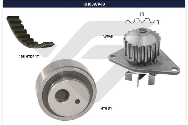 Hutchinson Distributieriem kit inclusief waterpomp KH 03WP48