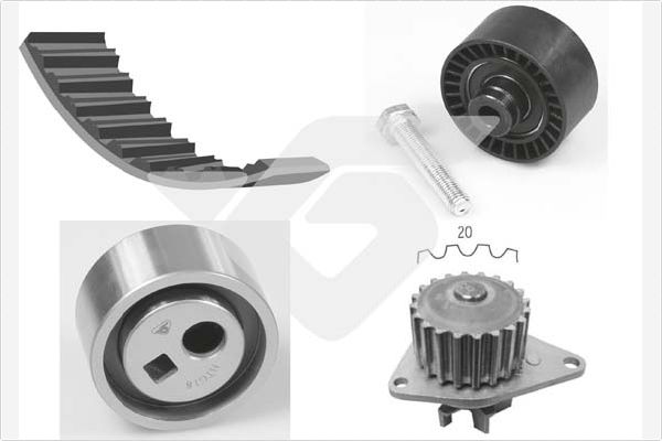 Hutchinson Distributieriem kit inclusief waterpomp KH 04WP05