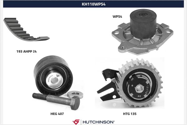 Hutchinson Distributieriem kit inclusief waterpomp KH 118WP54