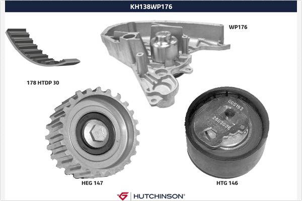 Hutchinson Distributieriem kit inclusief waterpomp KH 138WP176