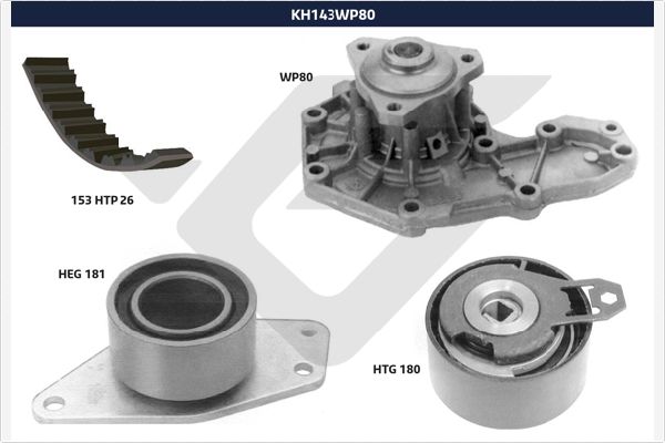 Hutchinson Distributieriem kit inclusief waterpomp KH 143WP80