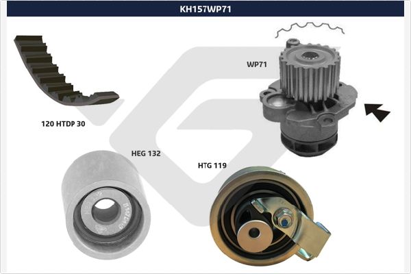 Hutchinson Distributieriem kit inclusief waterpomp KH 157WP71