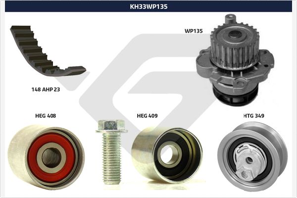 Hutchinson Distributieriem kit inclusief waterpomp KH 33WP135
