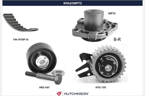 Hutchinson Distributieriem kit inclusief waterpomp KH 422WP72