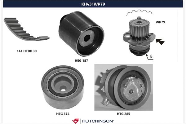 Hutchinson Distributieriem kit inclusief waterpomp KH 431WP79