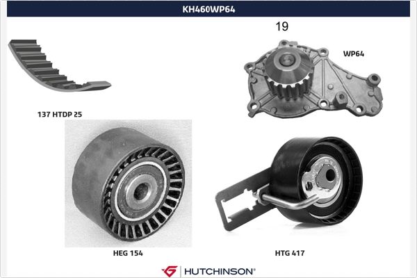 Hutchinson Distributieriem kit inclusief waterpomp KH 460WP64