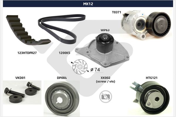 Hutchinson Poly V-riemen kit MK12