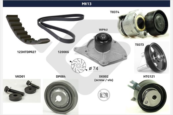 Hutchinson Poly V-riemen kit MK13