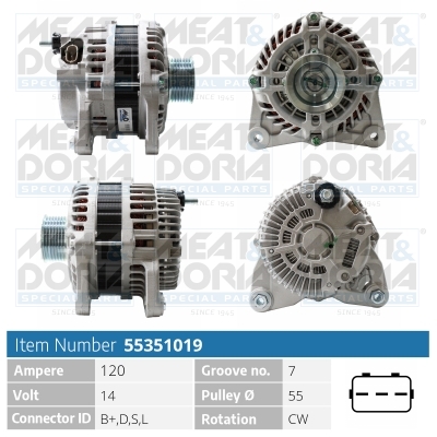 Meat Doria Alternator/Dynamo 55351019