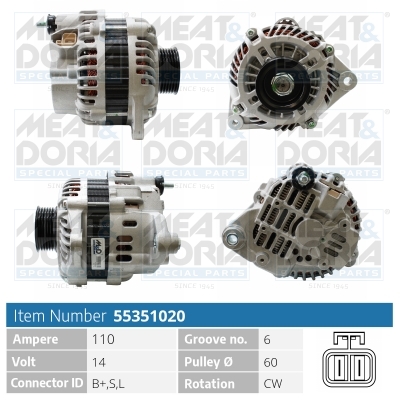 Meat Doria Alternator/Dynamo 55351020