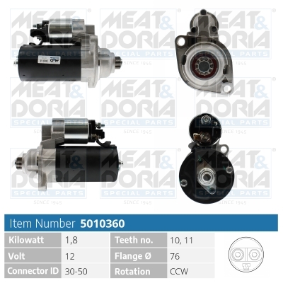 Meat Doria Startmotor / Starter 5010360