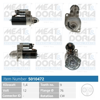 Meat Doria Startmotor / Starter 5010472