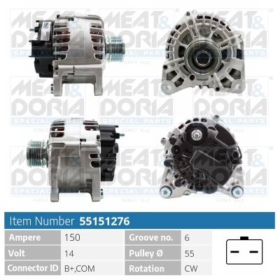 Meat Doria Alternator/Dynamo 55151276