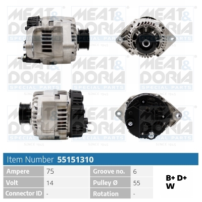 Meat Doria Dynamo / Alternator 55151310