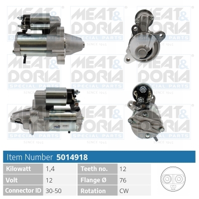 Meat Doria Startmotor / Starter 5014918