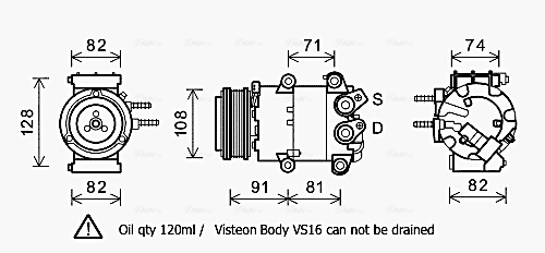 Ava Cooling Airco compressor FDK498