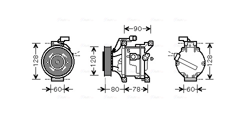 Ava Cooling Airco compressor TOAK447