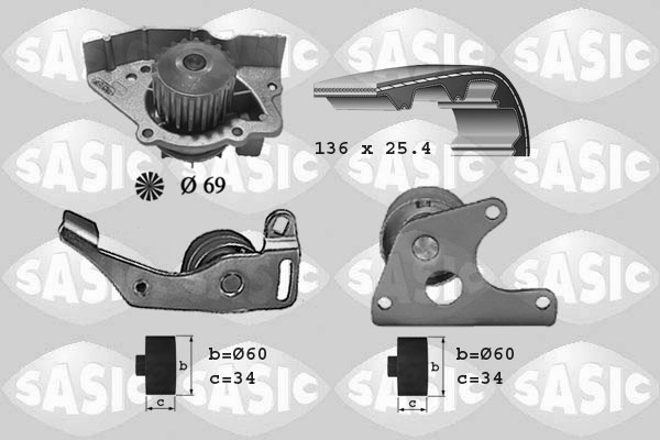 Sasic Distributieriem kit inclusief waterpomp 3900022