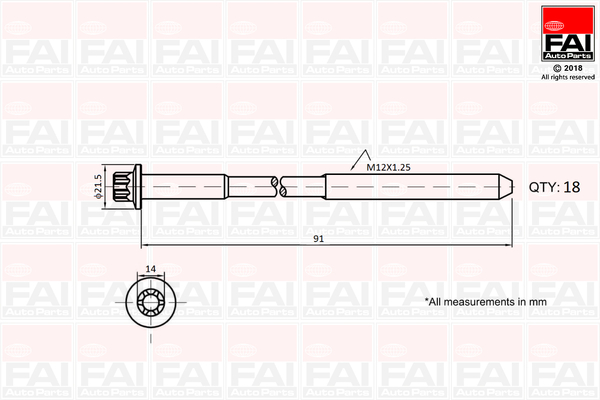 Fai Autoparts Cilinderkopboutenset B2101