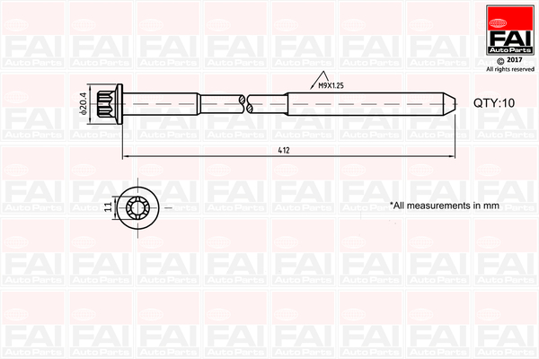 Fai Autoparts Cilinderkopboutenset B292