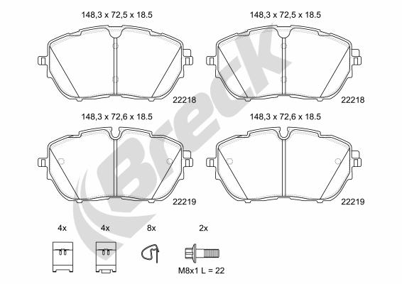 Breck Remblokkenset, schijfrem 22218 00 701 00