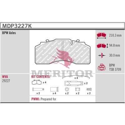 Meritor Remblokkenset, schijfrem MDP3227K