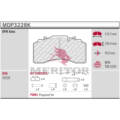 Meritor Remblokkenset, schijfrem MDP3228K