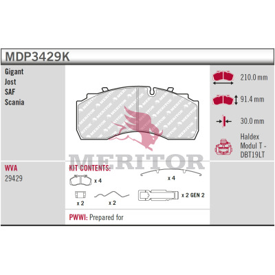 Meritor Remblokkenset, schijfrem MDP3429K