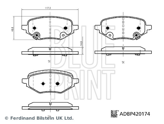 Blue Print Remblokkenset, schijfrem ADBP420174
