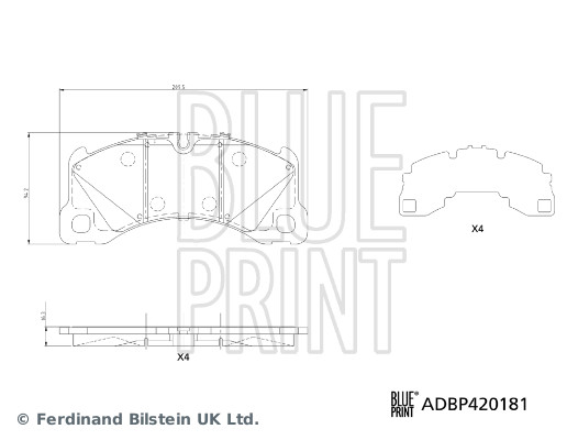 Blue Print Remblokkenset, schijfrem ADBP420181