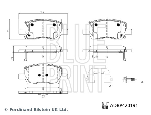 Blue Print Remblokkenset, schijfrem ADBP420191
