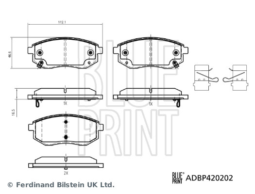 Blue Print Remblokkenset, schijfrem ADBP420202