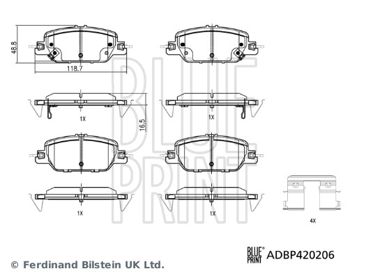 Blue Print Remblokkenset, schijfrem ADBP420206