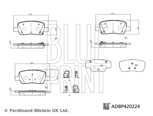Blue Print Remblokkenset, schijfrem ADBP420224