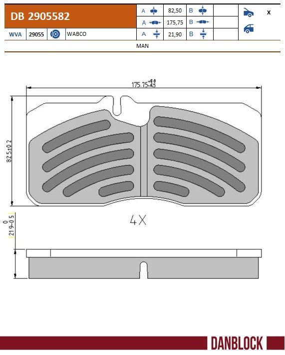 Danblock Remblokkenset, schijfrem DB 2905582