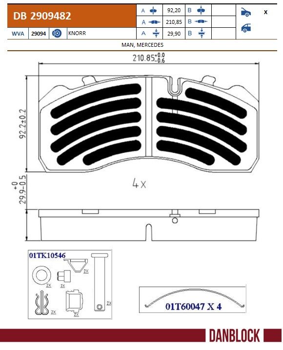 Danblock Remblokkenset, schijfrem DB 2909482