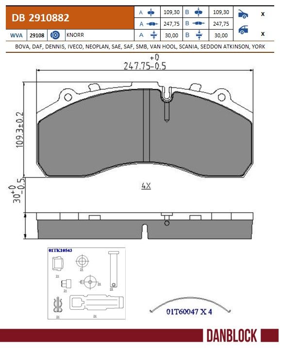 Danblock Remblokkenset, schijfrem DB 2910882